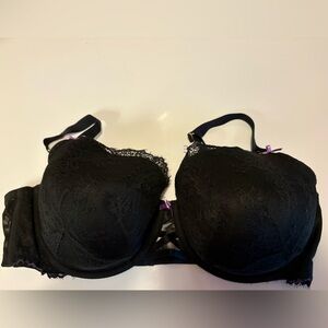Cacique Black Lace Bra with Purple Accents